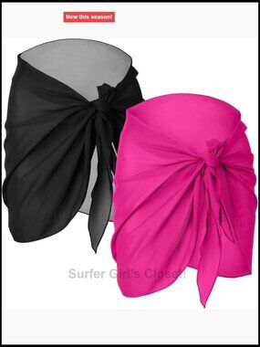2 Pcs Chiffon Beach Cover Up Sarong Wrap Skirt Swimsuit Coverup